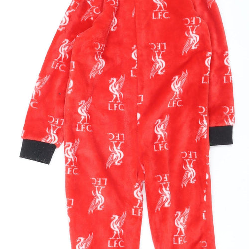 Liverpool FC Boys Red Fleece One Piece Hooded Pyjamas 5-6 Years