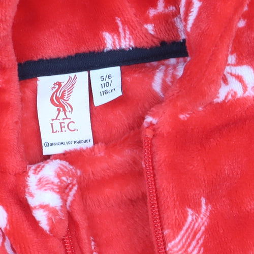 Liverpool FC Boys Red Fleece One Piece Hooded Pyjamas 5-6 Years