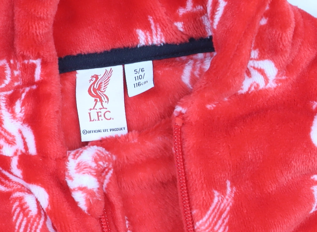 Liverpool FC Boys Red Fleece One Piece Hooded Pyjamas 5-6 Years