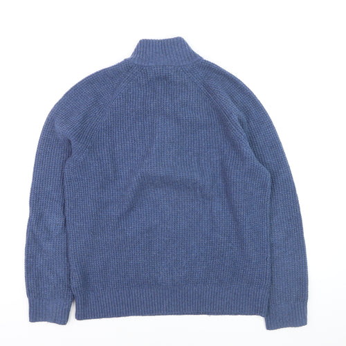 Banana Republic Men's Blue Wool Henley Jumper Size M