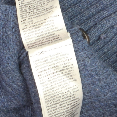 Banana Republic Men's Blue Wool Henley Jumper Size M