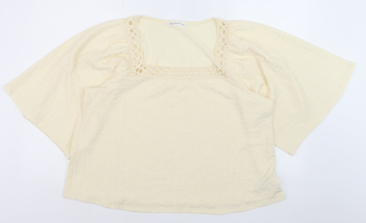 Gallery Women Ivory Bohemian Crochet Neck Blouse XL