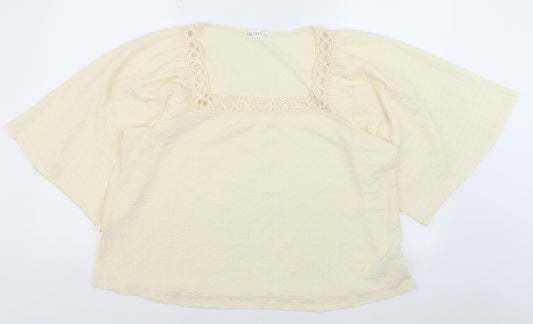 Gallery Women Ivory Bohemian Crochet Neck Blouse XL