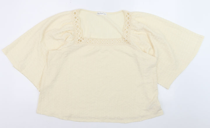 Gallery Women Ivory Bohemian Crochet Neck Blouse XL