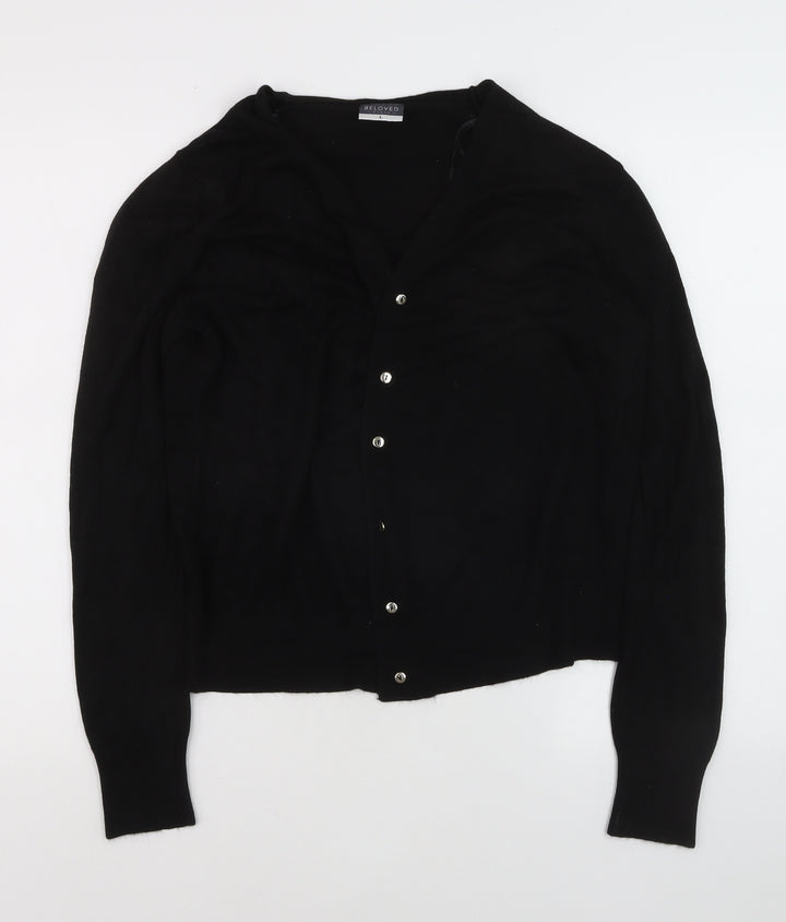 Beloved Women Black V-Neck Long Sleeve Button Cardigan Size L