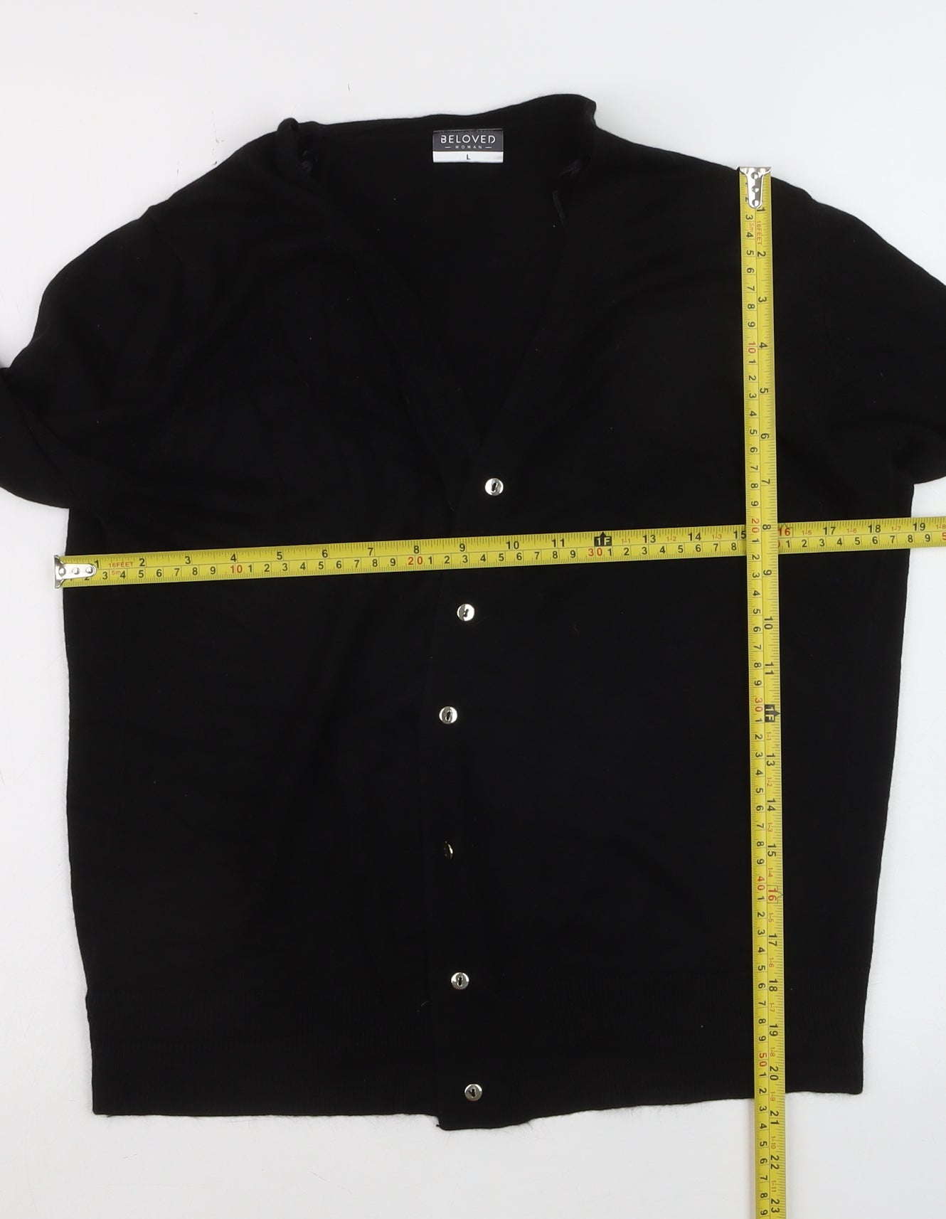 Beloved Women Black V-Neck Long Sleeve Button Cardigan Size L