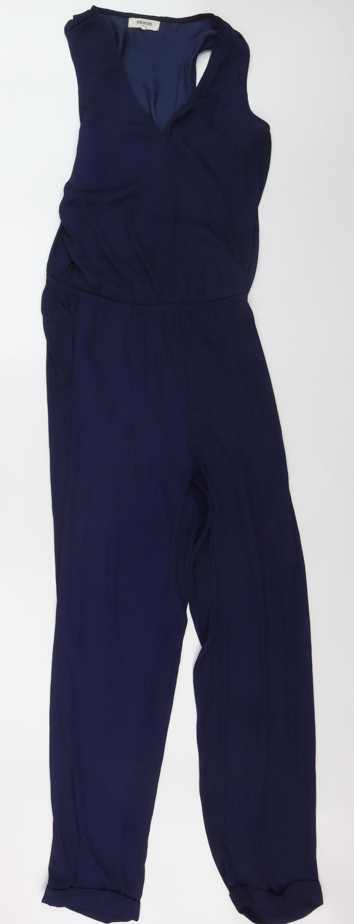 Zalando Essentials Women Blue Sleeveless V-Neck Jumpsuit Size 10
