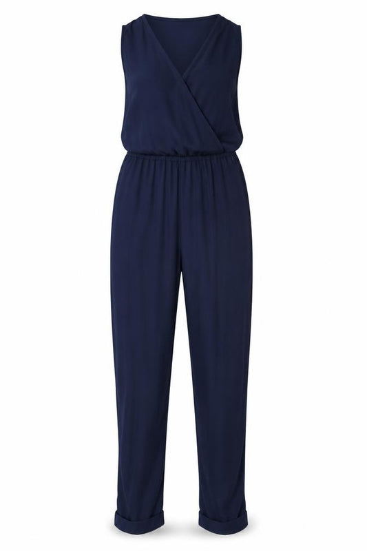 Zalando Essentials Women Blue Sleeveless V-Neck Jumpsuit Size 10