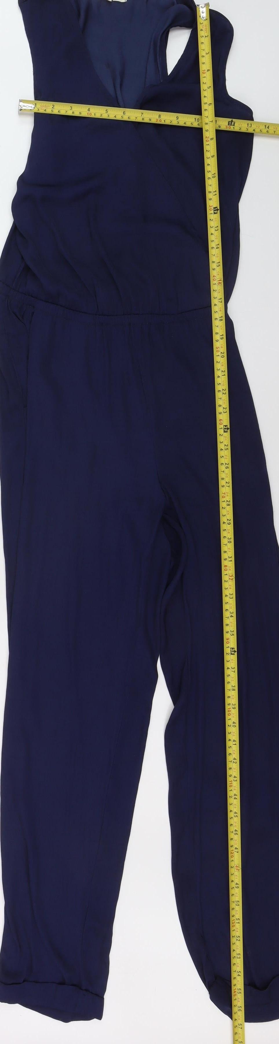 Zalando Essentials Women Blue Sleeveless V-Neck Jumpsuit Size 10