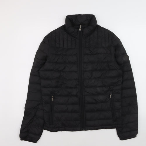 Firetrap Men's Black Puffer Jacket Size S Lightweight Full Zip