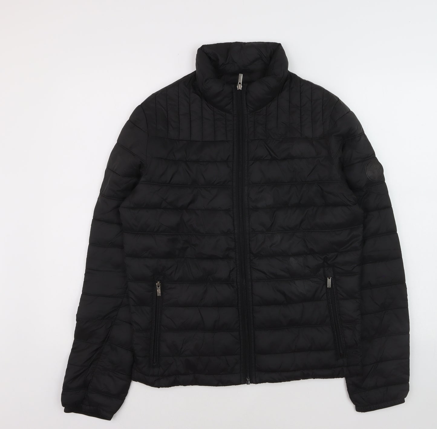 Firetrap Men's Black Puffer Jacket Size S Lightweight Full Zip