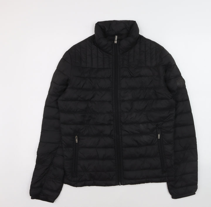Firetrap Men's Black Puffer Jacket Size S Lightweight Full Zip