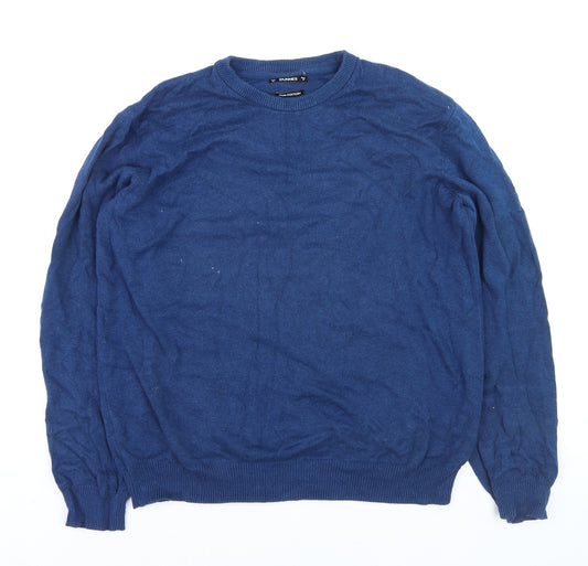 Dunnes Men Blue Cotton Crew Neck Pullover Jumper Size M