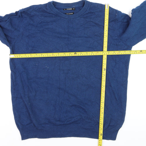 Dunnes Men Blue Cotton Crew Neck Pullover Jumper Size M