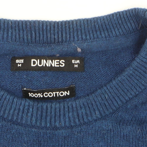 Dunnes Men Blue Cotton Crew Neck Pullover Jumper Size M