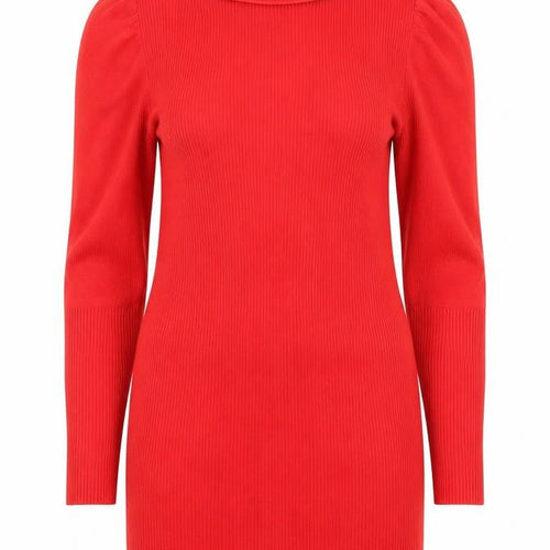 Nasty Gal Women's Red Roll Neck Long Sleeve Tunic Jumper Size L