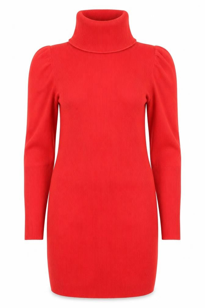 Nasty Gal Women's Red Roll Neck Long Sleeve Tunic Jumper Size L