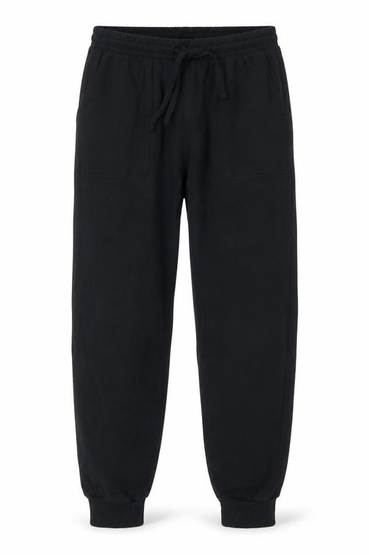 Front view of Cozee Home Men's Black Jogger Trousers M Elastic Waist Casual