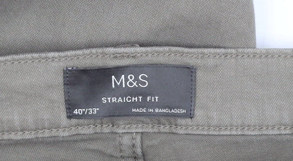 Marks and Spencer Men’s Grey Straight Fit Stretch Jeans 40x33