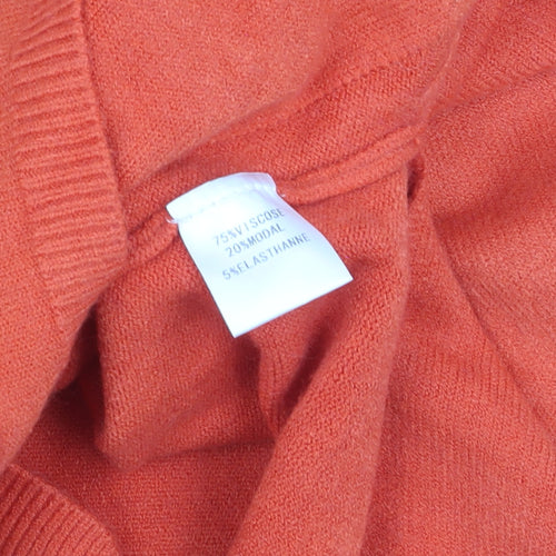 Damod Women's Orange V-Neck Long Sleeve Pullover Jumper S