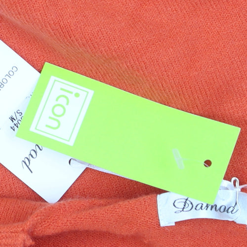 Damod Women's Orange V-Neck Long Sleeve Pullover Jumper S