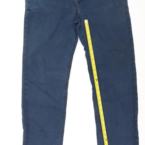 Marks and Spencer Men's Blue Straight Fit Jeans 40W 33L Cotton Blend