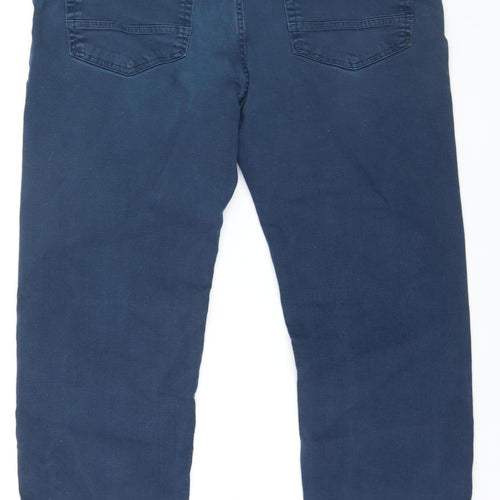 Marks and Spencer Men's Blue Straight Fit Jeans 40W 33L Cotton Blend