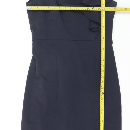 Street One Women's Blue Sleeveless Ruffle Sheath Dress Size 12