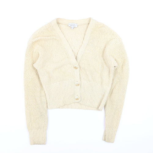 & Other Stories Women Beige Chunky-Knit V-Neck Cardigan XS