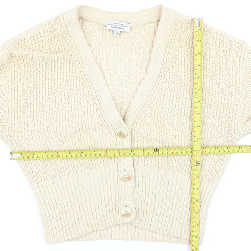 & Other Stories Women Beige Chunky-Knit V-Neck Cardigan XS