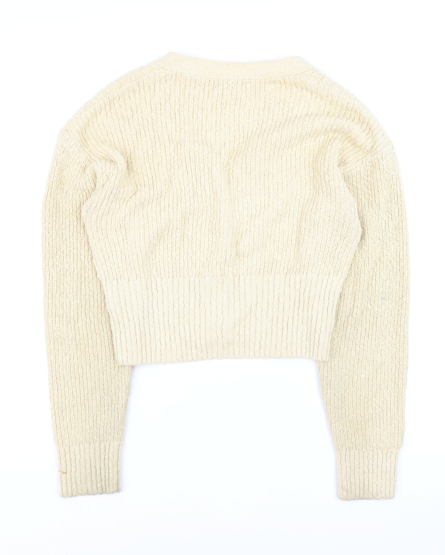 & Other Stories Women Beige Chunky-Knit V-Neck Cardigan XS