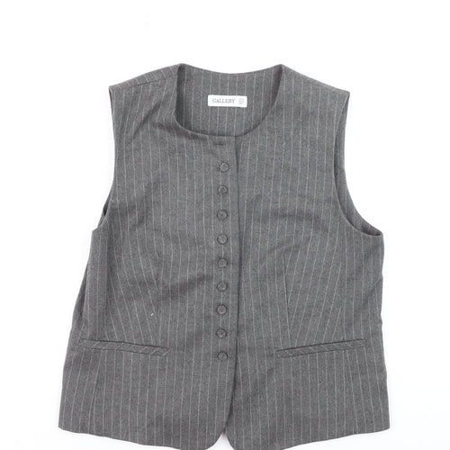 Gallery Women's Grey Pinstripe Wool Blend Waistcoat UK 10