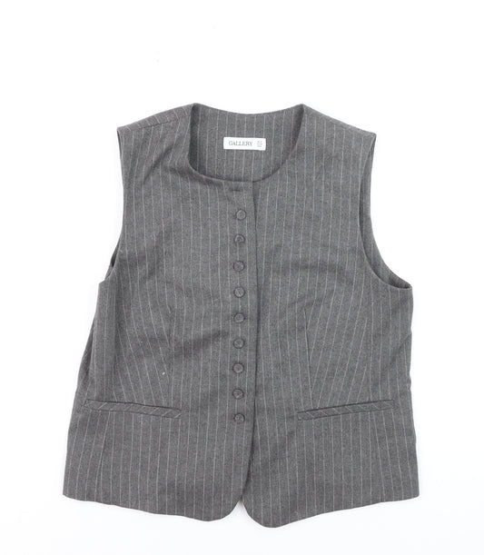 Gallery Women's Grey Pinstripe Wool Blend Waistcoat UK 10