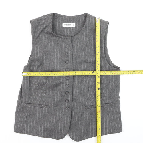 Gallery Women's Grey Pinstripe Wool Blend Waistcoat UK 10