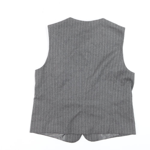 Gallery Women's Grey Pinstripe Wool Blend Waistcoat UK 10