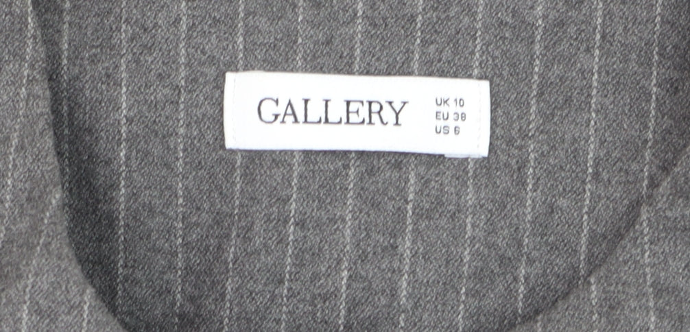 Gallery Women's Grey Pinstripe Wool Blend Waistcoat UK 10