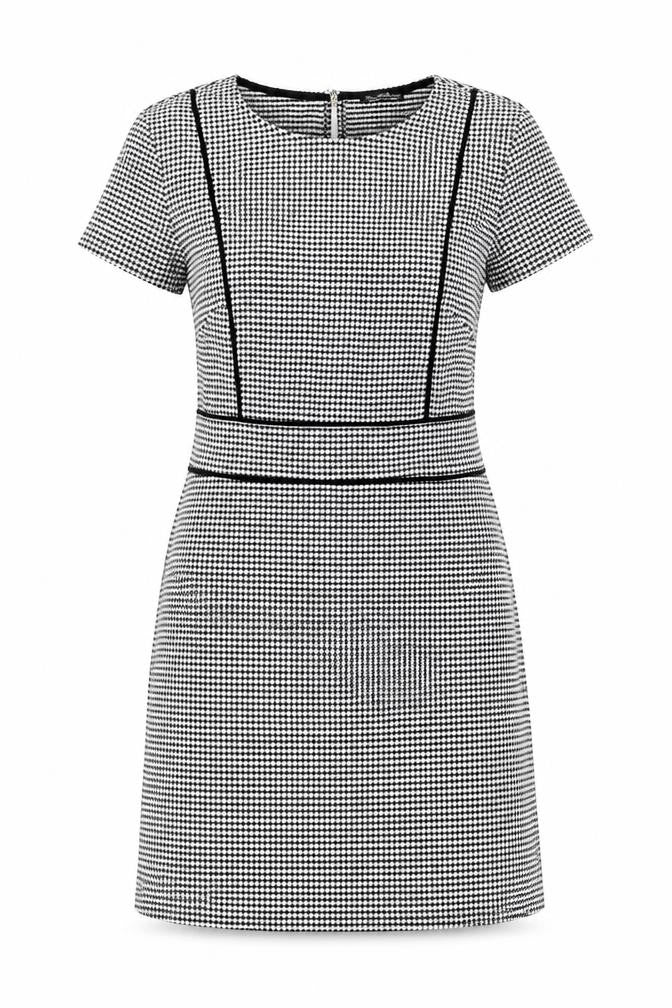 Miss Selfridge Women Black Houndstooth Shift Work Dress Size 12