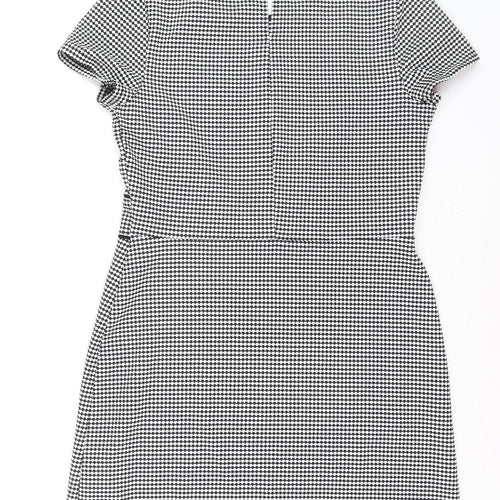 Miss Selfridge Women Black Houndstooth Shift Work Dress Size 12