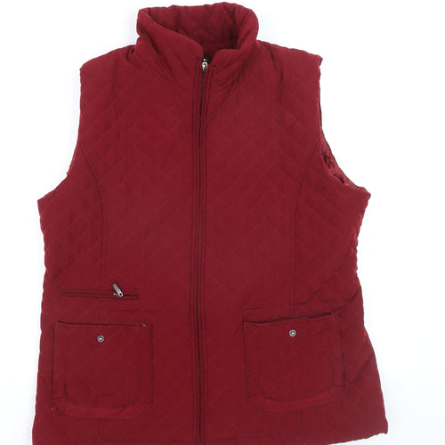 Gallery Women Red Quilted Padded Waistcoat Gilet L