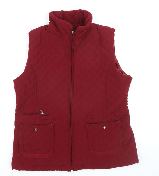 Gallery Women Red Quilted Padded Waistcoat Gilet L