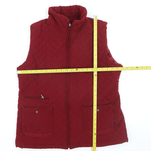 Gallery Women Red Quilted Padded Waistcoat Gilet L