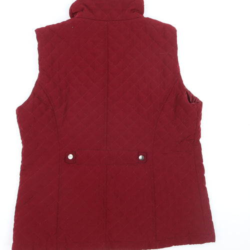 Gallery Women Red Quilted Padded Waistcoat Gilet L