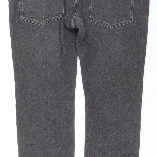 H&M Mens Grey Regular Fit Straight Jeans Size 42x32 Denim Stretch