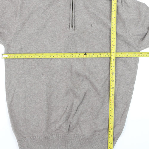 Dunnes Men’s Beige Cotton Half Zip Jumper Size M High Neck
