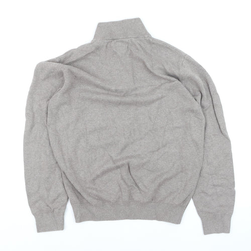 Dunnes Men’s Beige Cotton Half Zip Jumper Size M High Neck