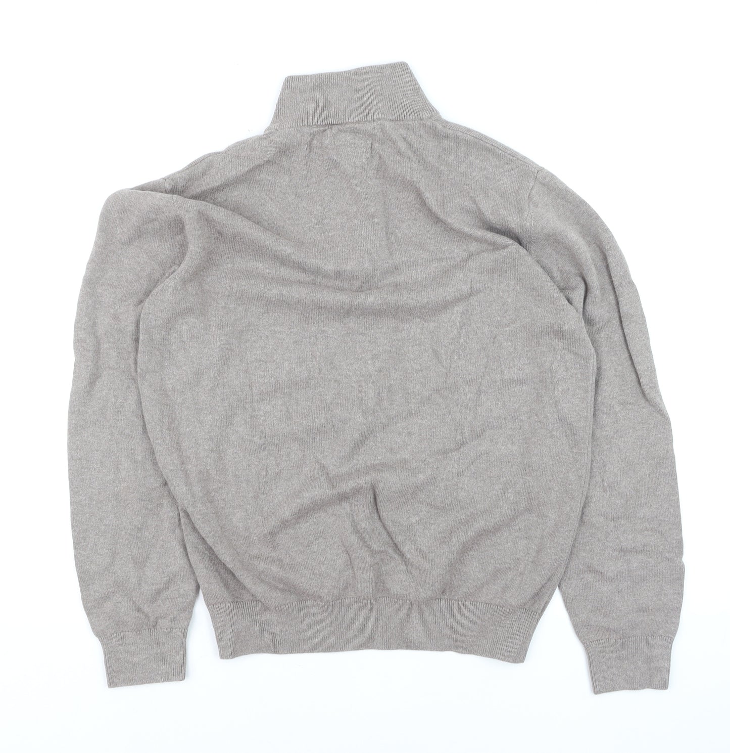 Dunnes Men’s Beige Cotton Half Zip Jumper Size M High Neck