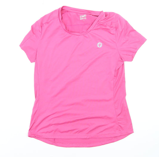 Gym+Coffee Women's Pink Short Sleeve Slim Fit Active T-Shirt Size S