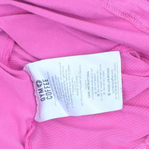 Gym+Coffee Women's Pink Short Sleeve Slim Fit Active T-Shirt Size S