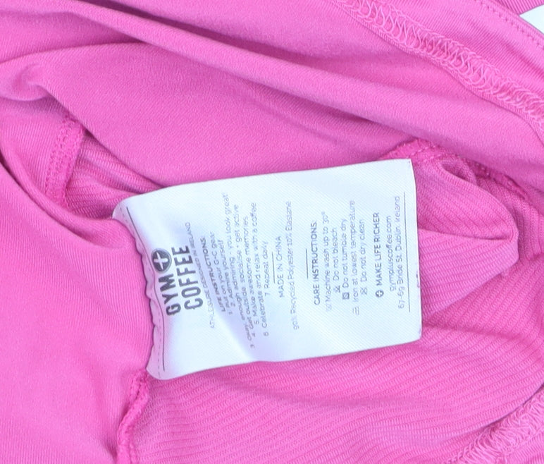Gym+Coffee Women's Pink Short Sleeve Slim Fit Active T-Shirt Size S