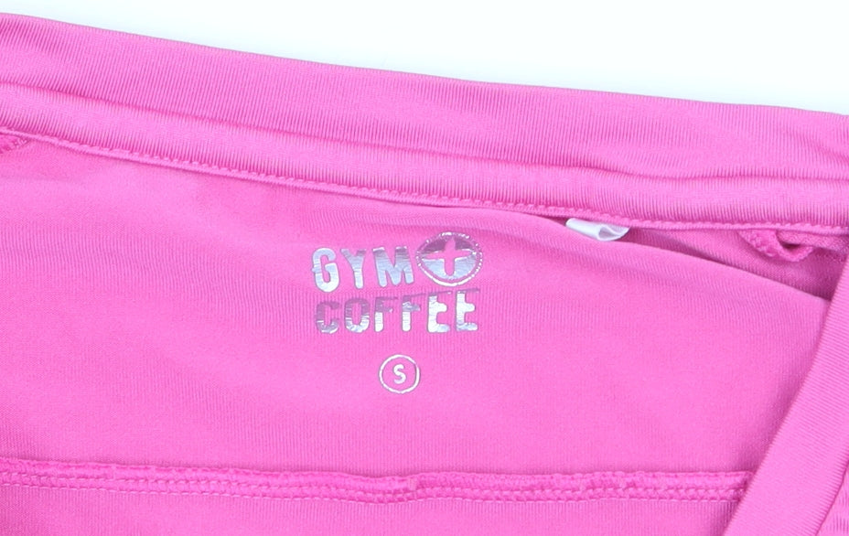 Gym+Coffee Women's Pink Short Sleeve Slim Fit Active T-Shirt Size S
